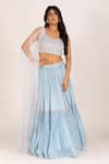 Buy_KRINA PATEL_Blue Zari Tissue Cut Dana Embroidery Bloom Jaal Blouse Lehenga Set  _at_Aza_Fashions