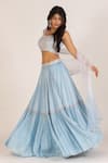 Buy_KRINA PATEL_Blue Zari Tissue Cut Dana Embroidery Bloom Jaal Blouse Lehenga Set  _Online_at_Aza_Fashions