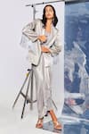 Shop_Style Junkiie_Silver Satin Shawl Collar Metallic Fringed Blazer  _Online_at_Aza_Fashions