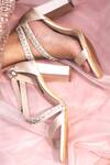 Shop_Shradha Hedau Footwear Couture_Gold Diamond Lola Strap Embellished Heels _at_Aza_Fashions