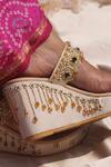 Shop_Shradha Hedau Footwear Couture_Beige Embroidered Liliana Floral Wedges _Online_at_Aza_Fashions