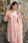 Buy_Label Lila_Pink Georgette Tonal Cut Dana Larkspur Bloom Kurta Sharara Set _Online_at_Aza_Fashions