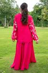 Shop_Label Lila_Pink Chinon Pearls Rafflesia Moti Embellished Kurta With Flared Pant _at_Aza_Fashions
