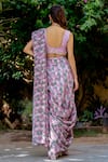 Shop_Pasha India_Pink Muslin Zari Kobi Printed Concept Pre-draped Saree With Blouse  