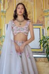 Pasha India_Green Dull Satin Printed Floral U Neck Panelled Lehenga Set For Women_Online_at_Aza_Fashions