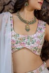 Buy_Pasha India_Green Dull Satin Printed Floral U Neck Panelled Lehenga Set For Women_Online_at_Aza_Fashions