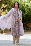 Buy_Pasha India_Pink Cambric Printed Floral High Round Pintucked Kurta Salwar Set 