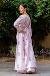 Shop_Pasha India_Pink Cambric Printed Floral U Neck Embroidered Cape Sharara Set  _at_Aza_Fashions