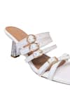 Buy_Devano_White Embroidered Lola Strappy Buckle Stitchline Heels 