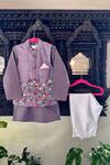 Shop_Rage Attire-Sweta Saria_Purple Bamboo, Cotton, Silk Beads, Embroidery Floral Bundi Kurta Set _Online_at_Aza_Fashions