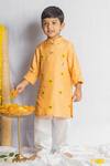 Buy_Rage Attire-Sweta Saria_Peach Cotton, Bamboo Embroidery Sunflower Kurta And Pyjama Set _at_Aza_Fashions