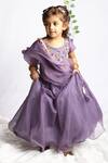 Buy_Rage Attire-Sweta Saria_Purple Organza, Cotton, Silk Embroidery, Beads Hand Blouse Lehenga Set _at_Aza_Fashions