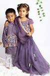 Buy_Rage Attire-Sweta Saria_Purple Organza, Cotton, Silk Embroidery, Beads Hand Blouse Lehenga Set _Online_at_Aza_Fashions