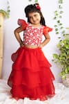 Rage Attire-Sweta Saria_Red Organza, Cotton, Silk Sequins, Embroidery, Hand Blouse With Ruffled Lehenga _Online_at_Aza_Fashions