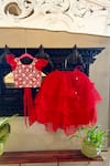 Shop_Rage Attire-Sweta Saria_Red Organza, Cotton, Silk Sequins, Embroidery, Hand Blouse With Ruffled Lehenga _Online_at_Aza_Fashions