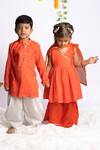 Rage Attire-Sweta Saria_Orange Bamboo, Organza Bandhani Print Kurta Sharara Set _Online_at_Aza_Fashions