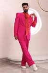 Buy_Mahima Mahajan_Pink Moss Crepe Plain Dhruv Long Sleeve Blazer _at_Aza_Fashions