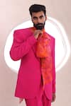 Shop_Mahima Mahajan_Pink Moss Crepe Plain Dhruv Long Sleeve Blazer _Online_at_Aza_Fashions