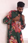 Buy_Mahima Mahajan_Green Moss Crepe Printed Floral Ishaan Kurta And Pant Set 