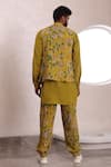 Shop_Mahima Mahajan_Yellow Moss Crepe Printed Floral Emran Bundi _at_Aza_Fashions