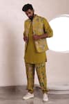 Buy_Mahima Mahajan_Yellow Moss Crepe Printed Floral Emran Bundi _Online_at_Aza_Fashions