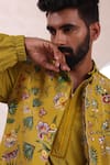 Mahima Mahajan_Yellow Moss Crepe Printed Floral Emran Bundi _at_Aza_Fashions