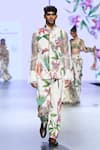 Mahima Mahajan_Ivory Moss Crepe Printed Floral Remove Bundi _Online_at_Aza_Fashions