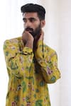 Buy_Mahima Mahajan_Yellow Moss Crepe Printed Floral Asim Kurta And Pant Set _Online_at_Aza_Fashions