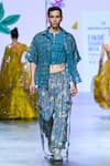 Buy_Mahima Mahajan_Grey Organza Botanic Bloom Print Neil Pocket Pant _at_Aza_Fashions