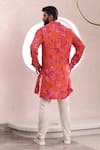 Shop_Mahima Mahajan_Orange Moss Crepe Peony Bloom Print Shiv Kurta With Pant _at_Aza_Fashions