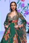 Mahima Mahajan_Green Organza Embellished Floral Sweetheart Kavya Pattern Anarkali With Dupatta _Online_at_Aza_Fashions