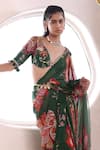 Shop_Mahima Mahajan_Green Georgette Embroidered Floral Navya Pattern Pre-draped Saree With Blouse _Online_at_Aza_Fashions