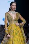 Buy_Mahima Mahajan_Yellow Organza Embellished Floral Ava Blossom Pattern Anarkali With Dupatta _Online_at_Aza_Fashions