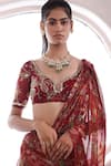 Mahima Mahajan_Red Lurex Chiffon Ayesha Blossom Jaal Pattern Pre-draped Saree With Blouse _at_Aza_Fashions