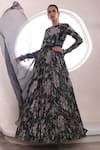 Mahima Mahajan_Black Lurex Georgette Embellished Amora Botanic Pattern Anarkali With Dupatta _Online_at_Aza_Fashions