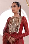 Mahima Mahajan_Red Lurex Georgette Embellished Dhwani Mirrorwork Bodice Kurta Churidar Set _Online_at_Aza_Fashions