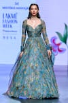 Buy_Mahima Mahajan_Grey Lurex Georgette Floral Sweetheart Tamanna Pattern Anarkali _at_Aza_Fashions