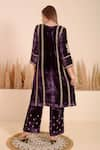 Shop_Surabhi Arya_Purple Velvet Vintage Flora Embroidery V Neck Kurta With Pant _at_Aza_Fashions