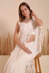 Surabhi Arya_Ivory Lehenga Saree Georgette Moti Mystic Pearl Embellished With Blouse_Online_at_Aza_Fashions