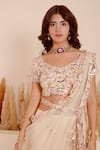 Buy_Surabhi Arya_White Lehenga Crepe Petunia Bloom Embroidery Jewel Neck Embellished Blouse Set _Online_at_Aza_Fashions