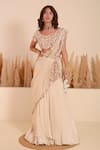 Shop_Surabhi Arya_White Lehenga Crepe Petunia Bloom Embroidery Jewel Neck Embellished Blouse Set _Online_at_Aza_Fashions