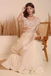 Surabhi Arya_White Lehenga Crepe Petunia Bloom Embroidery Jewel Neck Embellished Blouse Set _at_Aza_Fashions