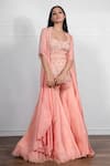 Buy_Ritika Mirchandani_Peach Crepe Silk Kurta Round Jacket Open Embroidered And Sharara Set _at_Aza_Fashions