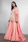 Buy_Ritika Mirchandani_Peach Crepe Silk Kurta Round Jacket Open Embroidered And Sharara Set 