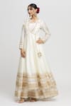 Buy_Gopi Vaid_White Tussar Embroidered Floral Round Meera Angarkha Anarkali  _at_Aza_Fashions