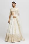 Buy_Gopi Vaid_White Lehenga And Blouse - Tussar Embroidered Marodi Naima Bridal Set  _at_Aza_Fashions