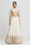 Gopi Vaid_White Lehenga And Blouse - Tussar Embroidered Marodi Naima Bridal Set  _Online_at_Aza_Fashions