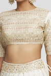 Shop_Gopi Vaid_White Lehenga And Blouse - Tussar Embroidered Marodi Naima Bridal Set  _Online_at_Aza_Fashions