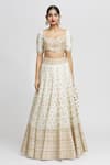 Gopi Vaid_White Lehenga And Blouse - Tussar Shahi Embellished Bridal Set  _Online_at_Aza_Fashions