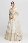 Shop_Gopi Vaid_White Lehenga And Blouse - Tussar Shahi Embellished Bridal Set  _Online_at_Aza_Fashions